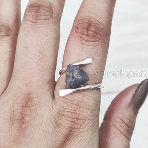 Joyería de piedra en bruto de exportación, anillo de mujer, tanzanita Natural, piedra preciosa cruda, piedra natal de diciembre, banda cruzada, anillo de Plata de Ley 925 - Product Image 2