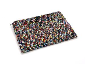 Monedero con Cuentas Bordadas, Amuleto de Buena Suerte, Naranja, Blanco, Amarillo, Negro, Mini Monedero con Cremallera, FAIZ HANDICRAFT FH-0276, Moda India - Product Image 4