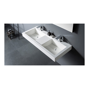 Fregadero de baño de diseño moderno blanco transparente de superficie sólida, escurridor de piedra de mármol Artificial de terrazo puro para lavabos de hoteles - Product Image 4