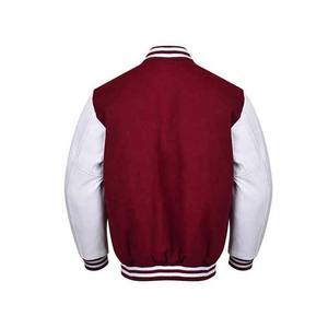 Veste universitaire en laine rouge personnalisée, et veste de baseball en laine 100% polyester avec crème blanche, vestes bomber en laine en gros - Product Image 3