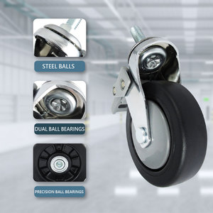 ล้ออุตสาหกรรม3นิ้ว3/8 "X1" ลำต้นล็อคล้อยาง TPR เคลือบโครเมี่ยม - Product Image 4