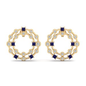 REYES elegante diseño 925 plata esterlina GRA certificado Moissanite Stud pendientes al por mayor Azul zafiro joyería de piedras preciosas - Product Image 2