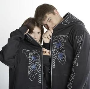 <b>Full</b> <b>Zip</b> <b>Up</b> <b>Hoodie</b> Custom Rhinestone Skull 3D Printing Long Sleeve Casual Plus Size <b>full</b> face <b>zip</b> <b>up</b> hoodies - Product Image 5