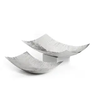 Plat de service de forme personnalisée, vaisselle d'hôtel de luxe, plateau de service, plateau en aluminium plaqué or, vente en gros - Product Image 2