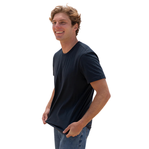 Camiseta de Cuello Redondo para Hombre, Azul Marino, 100% Algodón Orgánico de Lujo, Preencogida, Certificada por GOTS, Premium, Manga Corta, Transpirable - Product Image 4