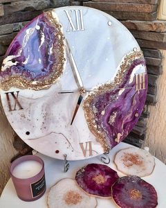 Antique Creation Unique Home Decor Gift <b>Digital</b> <b>Wall</b> <b>Clock</b> in Epoxy Resin Ocean-Themed for Living Room Kitchen Office - Product Image 6
