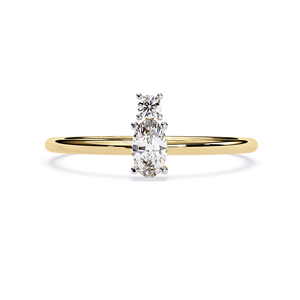 Anillo de diamante natural certificado por IGI, joyería fina personalizada, conjunto redondo ovalado de oro amarillo blanco de 18K y 14K, anillo de compromiso nupcial elegante - Product Image 1