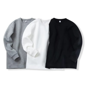 Sudadera de cuello redondo con hombros caídos de gran tamaño para hombre, logotipo impreso personalizado, ropa lisa en blanco - Product Image 3