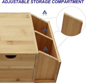 Organisateurs de bureau en bambou Organisateur de maquillage Organisateur de tiroir en bambou durable Mini organisateurs de bureau et rangement avec tiroirs - Product Image 6