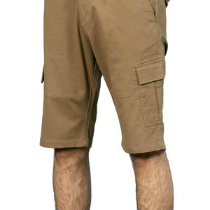 Pantalones cortos Cargo de algodón 100% para hombre profesional, cintura media elástica de alta calidad, entrenamiento informal con múltiples bolsillos, Color sólido - Product Image 6