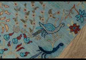 พรมปักลายนกสีฟ้า5x7ปรับแต่งได้พรมผูกปมมือคุณภาพสูงสำหรับบ้านหรือโรงแรมพื้นที่ห้องสวดมนต์มีสไตล์ - Product Image 5