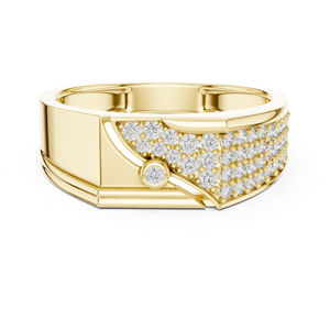 แหวนแต่งงานเพชรทรงกลมสีเหลืองทอง 14K สำหรับผู้หญิง |   เพชรที่เพาะเลี้ยงใหม่ - Product Image 1