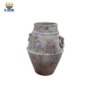 Vase <span class=keywords><strong>en</strong></span> céramique aspect <span class=keywords><strong>terre</strong></span> <span class=keywords><strong>cuite</strong></span> fait à la main <span class=keywords><strong>avec</strong></span> poignées pot de poterie rustique intérieur extérieur maison jardin décor pièce maîtresse - Product Image 6