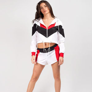 Chaqueta cortavientos con etiqueta privada personalizada, conjuntos de 2 piezas de chándales cortavientos informales de poliéster pesado de gran tamaño para mujer - Product Image 5