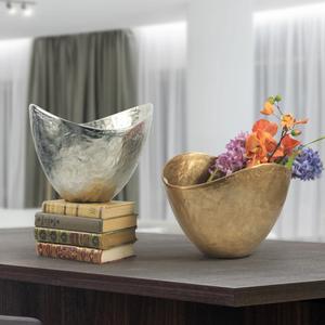 Plat à fruits en aluminium nickelé, design personnalisé, vaisselle moderne, bol de service et de présentation de fleurs, lot de 2 - Product Image 4