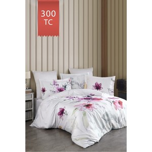 Juego de Funda Nórdica Varol Royal Satin 300TC, Diseño Floral Verona, Funda Nórdica Doble Tamaño King para Cama Familiar, Relleno de Algodón Tejido - Product Image 1