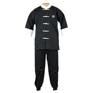 Uniforme de Kung Fu noir de qualité supérieure avec logo et design personnalisés, boutons rouges, tenue traditionnelle chinoise de Kung Fu fabriquée par Zevron Sports - Product Image 2
