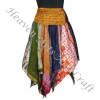 Jupe de danse tribale urbaine DS036 assortie, mouchoir de bohème, jupe tribale durable, écharpe Hippie Flowly