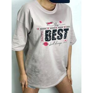Camiseta de Manga Corta y Cuello Redondo para Mujer, 100% Algodón, Corte Regular, Color Visón, para Uso Casual, Disponible en Tallas S-M, Marca Mybeefashion - Product Image 3
