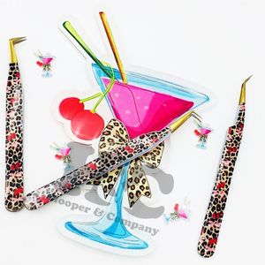 Nouveau café charme pince à épiler breloque pour Extension de cils pince à épiler haut rose acier inoxydable café breloque pince à épiler vison durable - Product Image 4