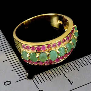AAA+ Quality 925 Sterling <b>Silver</b> <b>Ring</b> Oval <b>Emerald</b> 4x3mm Ruby Natural Gemstone Jewelry Size 7 Cus-Jew73 - Product Image 3