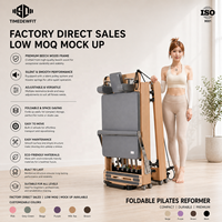 Machine de Pilates Reformer Pliable et Portable en Bois de Chêne Premium avec Ressorts à Résistance Réglable pour Studio et Usine