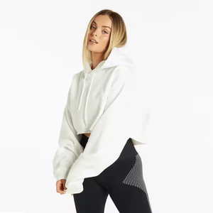 Meilleur sweat à capuche surdimensionné personnalisé pour femmes avec col zippé décontracté hiver pull tricoté sweat haut court à capuche - Product Image 3