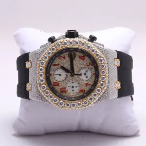 Latest Black Rubber Strap Natural Hip Hop Diamond Watch For Men With Enhanced Vvs Clarity Diamonds Wore At Any Occasion