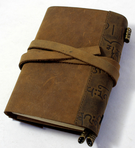 Exclusivement conception bouddha Script en relief poche en cuir journal stylo boucle carte de crédit pour étudiant moleskine Agenda Journal - Product Image 3