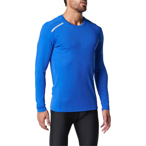 Camiseta de gimnasio Dry-Fit para hombre, Camiseta lisa de poliéster de entrenamiento de manga larga con cuello redondo que absorbe el sudor UPF 50 - Product Image 1