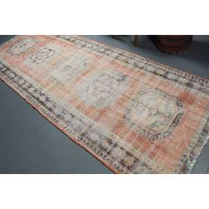 Alfombra turca vintage, naranja y azul de retazos diseño clásico, tejido plano de lana de 4,2x11,3 pies para decoración de sala de estar, respaldo de látex - Product Image 4