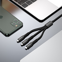 Cable USB 3 en 1 de PVC Negro de 1.2M para iPhone Tipo-C/Micro, para Carga y Transferencia de Datos de Teléfonos Móviles