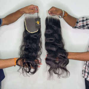 HD Cierre de encaje Frontal Raw Indian Remy Grade Temple Virgin Hair Straight Curly Deepwave Machine Double Weft Made India - Product Image 2