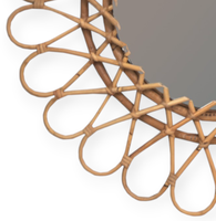 Miroirs muraux d'intérieur traditionnels de haute qualité en gros, finition naturelle, miroirs en bois clair avec cadre en rotin tressé