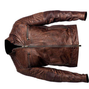 Chaqueta de cuero genuino para hombre de la mejor calidad para otoño e invierno, estilo callejero liso teñido con servicio OEM, venta en línea - Product Image 5