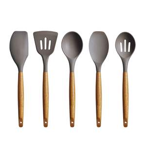 Ensemble d'ustensiles en bois écologiques de qualité supérieure avec longues poignées, design personnalisé, cuillère en bois plate et sûre, export en vrac - Product Image 1