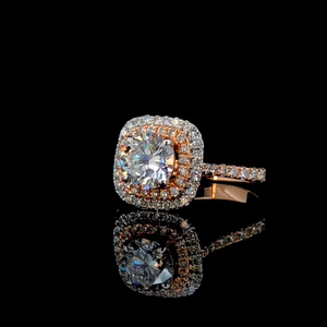 1.50 CTW Lab Grown Diamond Engagement <b>Ring</b> Round Cut <b>Cushion</b> Double Halo 14K Solid Gold SGL Certified <b>Ring</b> - Product Image 2