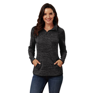 14 fermeture éclair femmes décontracté à manches longues couleur bloc sweats à capuche col montant pull tunique hauts avec poches OEM blanc DDP expédition - Product Image 1