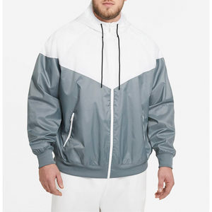 Las mejores chaquetas cortavientos de color personalizado para hombre, cuello con capucha, cremallera y bolsillos, ropa informal de invierno con logotipo frontal a precio barato - Product Image 1