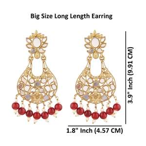 Boucles d'oreilles indiennes en cristal pierre de verre fausse perle boucles d'oreilles pour femmes bijoux en gros, marron - Product Image 3