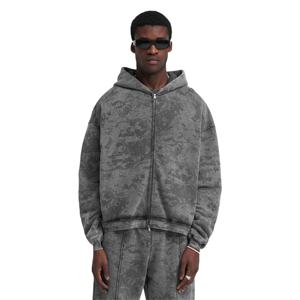 Sweat à capuche zippé pour homme de qualité supérieure, 100% coton, respirant, hiver, manches longues, tendance, sweat à capuche zippé, acid wash pour homme - Product Image 6