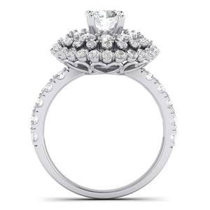 Luxe pour femmes 10K véritable or blanc géométrique zircon cubique bague diamant perle Style classique bijoux en or 18K pour Rhodium - Product Image 3