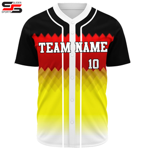 ชุดเสื้อเจอร์ซีย์สำหรับเล่นเบสบอลทีมกีฬาแห้งเร็วผ้าโพลีเอสเตอร์ซับลิเมชันมีกระดุมพิมพ์100% - Product Image 1