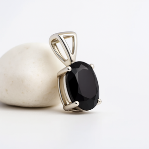 สร้อยคอจี้เงินแท้ 925 สไตล์มินิมอล ประดับพลอยแบล็คออนิกซ์ทรงรี ชุบโรเดียม เหมาะสำหรับเป็นของขวัญ ใส่ได้ทุกวัน จี้สวยงาม - Product Image 4