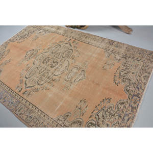 พรมตุรกีสีเบจสีน้ำตาลวินเทจแบบคลาสสิกขน5.6x8.5ฟุตรูปแบบการเย็บปะติดปะต่อกันด้านหลังเป็นรูปสี่เหลี่ยมผืนผ้าสำหรับ5685ข้างเตียง - Product Image 4