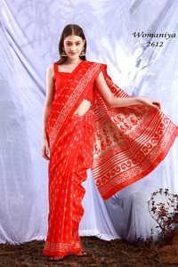 Womaniya thanh lịch màu đỏ bhagalpuri lụa Saree truyền thống handloom dệt với kết cấu phong phú màu sắc đậm và craftsmanship phức tạp - Product Image 3