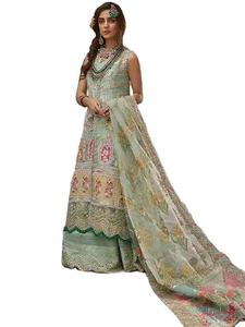Custom Made Fully Stitched Lawn <b>Suit</b> for Women Party Casual Summer Ethnic Outfit Set with Embroidery Floor-Length Design - Product Image 5