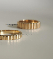 Breiter Gerippter Geometrischer Art-Deco Ehering 14K Gold 3MM/5MM Stapelbarer Ring Unisex Passender Ring Kühner Minimalistischer GRA-Zertifizierter Ring