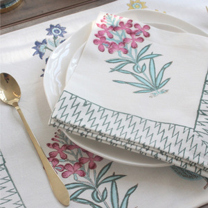 Ensemble de 6 sets de table et 6 serviettes en coton indien floral de Jaipur, imprimé à la main, de qualité supérieure - Product Image 6