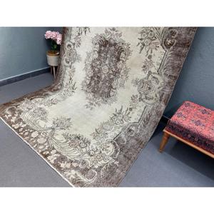 พรมวินเทจสไตล์ตุรกี ขนาด 5.8x9.5 ฟุต พรมขนาดใหญ่ สีน้ำตาลล้วน - Product Image 3